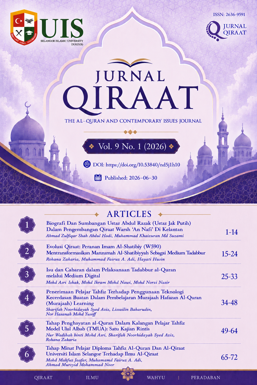 					View Vol. 9 No. 1 (2026): QIRAAT: The Al-Quran and Contemporary Issues Journal
				